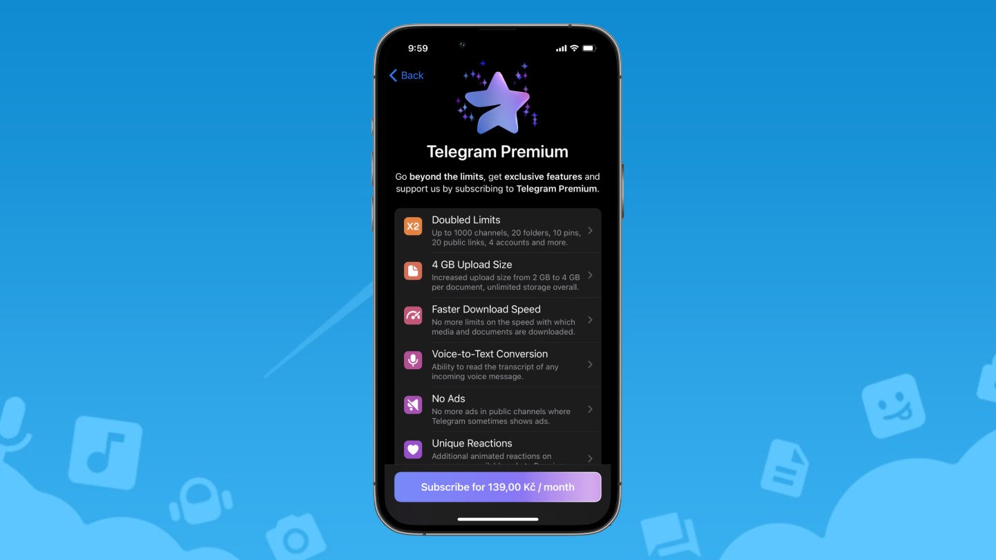 Kolik stojí telegram Premium?